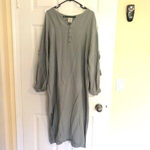 Gelato pique Green Moss Linen Dress Night Gown Pajamas